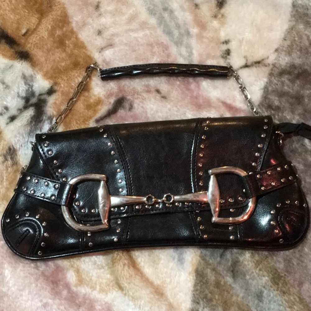 Good Condition Black Faux Leather Handbag